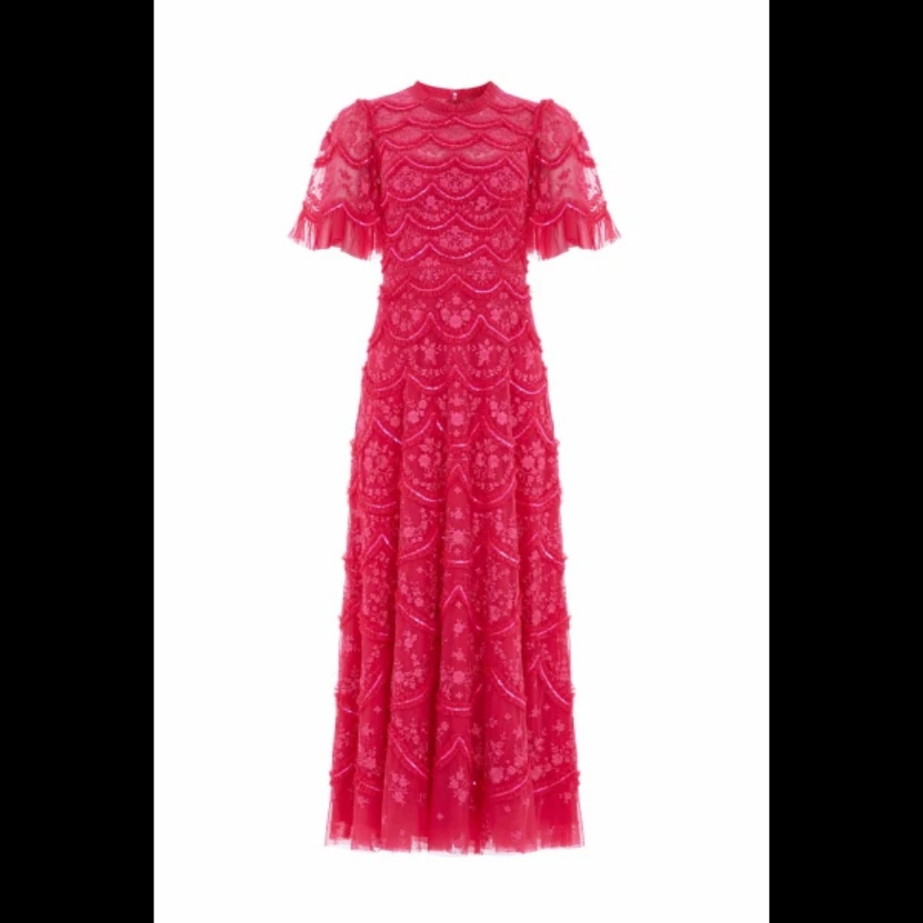 Needle And Thread Lily Bloom Ankle Gown Hot Pink
